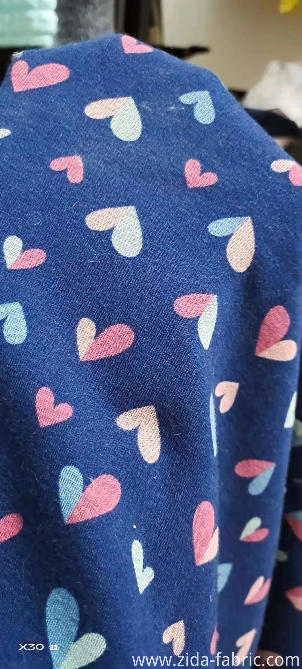 100% Polyester Mirco Fleece Printed Bonded with Cotton Knitted Fabric